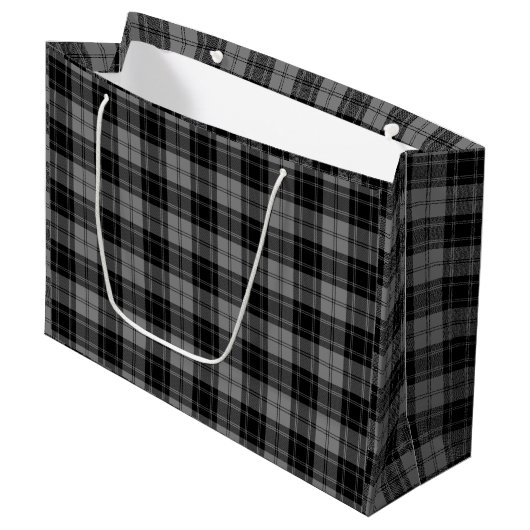 Douglas tartan black grau kariert große geschenktüte (Vorderseite Schrägansicht)