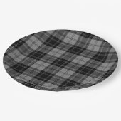 Douglas tartan black grau kariert pappteller (Schrägansicht)