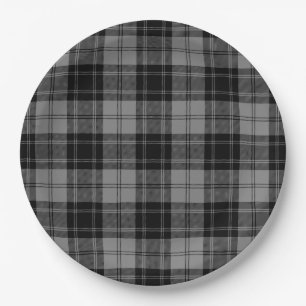Douglas tartan black grau kariert pappteller