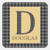Douglas Tartan Monogram D Quadratischer Aufkleber (Vorderseite)