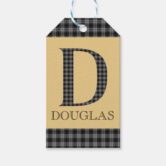 Douglas-Tartan-Monogramm D Geschenkanhänger (Vorderseite)