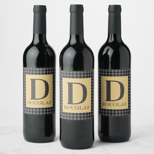 Douglas-Tartan-Monogramm D Weinetikett (Flaschen)