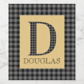 Douglas-Tartan-Monogramm D Weinetikett (Einzelnes Label)