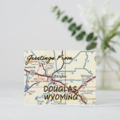 Douglas Wyoming Vintag Map Postkarte (Stehend Vorderseite)