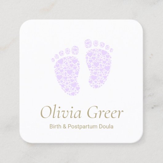 Doula Birth Coach Postnatal Nurse Baby Feet Quadratische Visitenkarte (Vorderseite)