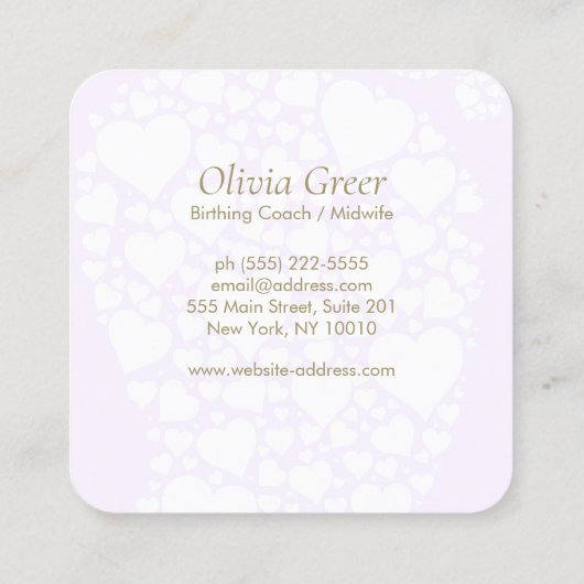 Doula Birth Coach Postnatal Nurse Baby Feet Quadratische Visitenkarte (Rückseite)