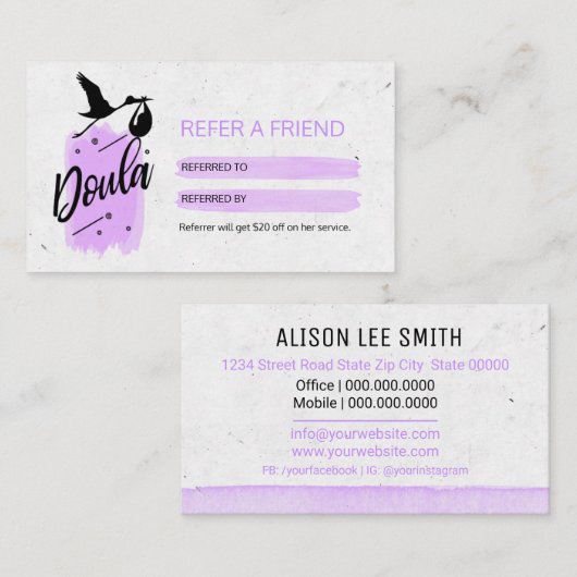Doula Birth Coach REFENDE Visitenkarte (Vorne/Hinten)