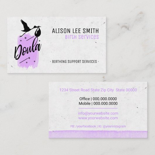 Doula Birth Coach Visitenkarte (Vorne/Hinten)