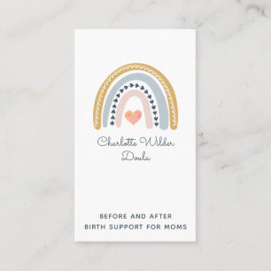 Doula Birth Coach Watercolor Rainbow Business Card Visitenkarte
