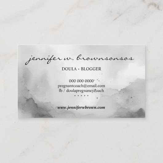 Doula Birth Gray Pregnant Baby Neuborn Visitenkarte (Rückseite)