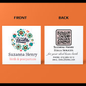 Doula Birth Postpartum Pink Floral Logo Quadratische Visitenkarte