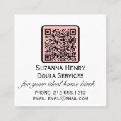Doula Birth Postpartum Pink Floral Logo Quadratische Visitenkarte (Rückseite)