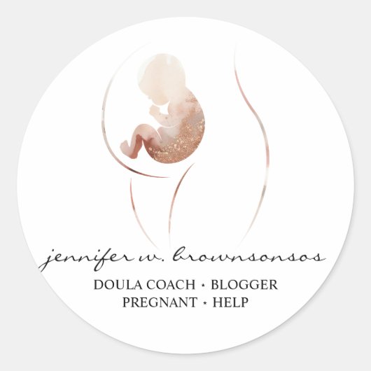 Doula Birth Watercolor Schwangerschaft Hilfe Kind  Runder Aufkleber (Vorderseite)