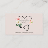 Doula Floral Stethoscope Business Card Visitenkarte (Vorderseite)