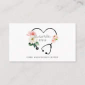 Doula Floral Stethoscope Business Card Visitenkarte (Vorderseite)