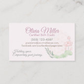 Doula - Geburtslehrer - Blume des Lebens - Lotus Visitenkarte (Rückseite)