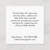 Doula Mid Ehefrau Birth Services Quadratische Visitenkarte (Rückseite)