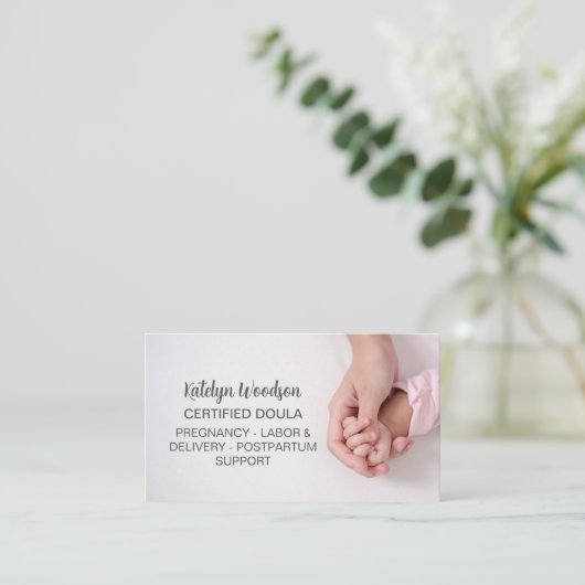 Doula oder Hebamme Schwangerschaft Arbeit und Post Visitenkarte (Stehend Vorderseite)