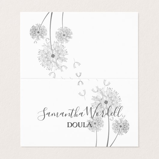 Doula oder Midfrau Delikate Illustrierte Blume Visitenkarten (Außenseite Aufgefaltet)