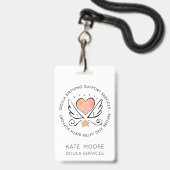 Doula oder Midfrau Herz mit Flügelname Weiß Ausweis (Vorderseite mit Lanyard)