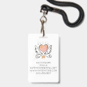 Doula oder Midfrau Herz mit Flügelname Weiß Ausweis (Rückseite mit Lanyard)