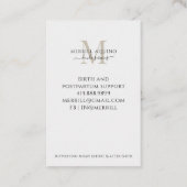 Doula Services Baby Foto Monogram Visitenkarte (Rückseite)