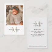 Doula Services Baby Foto Monogram Visitenkarte (Vorne/Hinten)