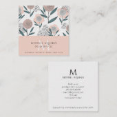 Doula Services Monogram Hand Drain Floral Quadratische Visitenkarte (Vorne/Hinten)