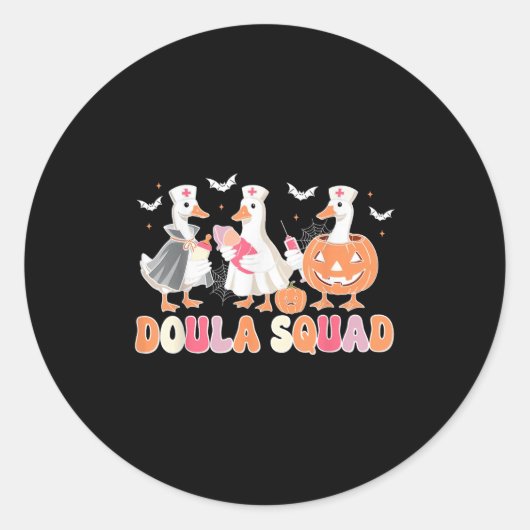 Doula Squad Goose Spooky Halloween Lactation Consu Runder Aufkleber (Vorderseite)
