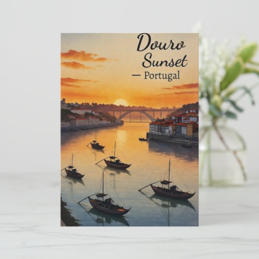 Douro Sunset Portugal Travel Art Invitation – Port Einladung (Stehend Vorderseite)