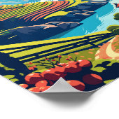 Douro Valley Portugal Vintage Illustration Poster (Ecke)