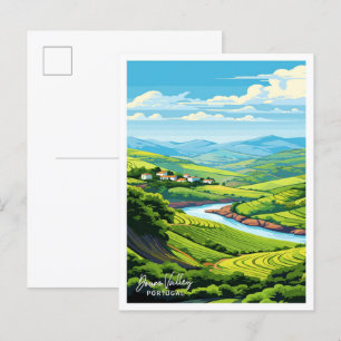 Douro Valley Portugal Vintage Illustration Postkarte