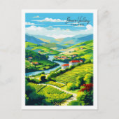 Douro Valley Portugal Vintage Illustration Postkarte (Vorderseite)