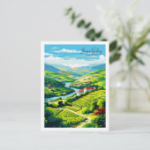 Douro Valley Portugal Vintage Illustration Postkarte (Stehend Vorderseite)