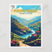 Douro Valley Portugal Vintage Illustration Postkarte (Vorderseite)