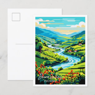 Douro Valley Portugal Vintage Illustration Postkarte