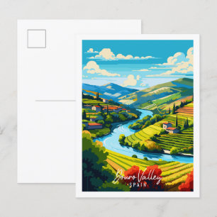 Douro Valley Spanien Vintage Illustration Postkarte
