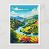 Douro Valley Spanien Vintage Illustration Postkarte (Vorderseite)