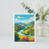 Douro Valley Spanien Vintage Illustration Postkarte (Stehend Vorderseite)