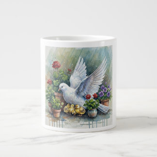 Dove and Chicks in the Garden Jumbo-Tasse