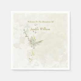 Dove and golden leaves paper napkins serviette