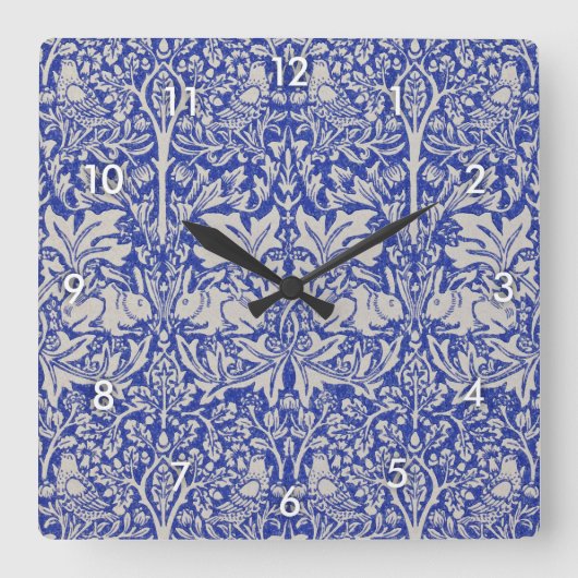 Dove and Rabbit, William Morris Quadratische Wanduhr (Vorderseite)