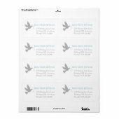 Dove aqua Hochzeit Rückantwort große Adressetikett (Vorne)