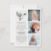 Dove Bird 3 Foto Beileid Beerdigung Dankeskarte (Vorderseite)