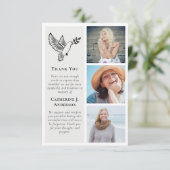 Dove Bird 3 Foto Beileid Beerdigung Dankeskarte (Stehend Vorderseite)