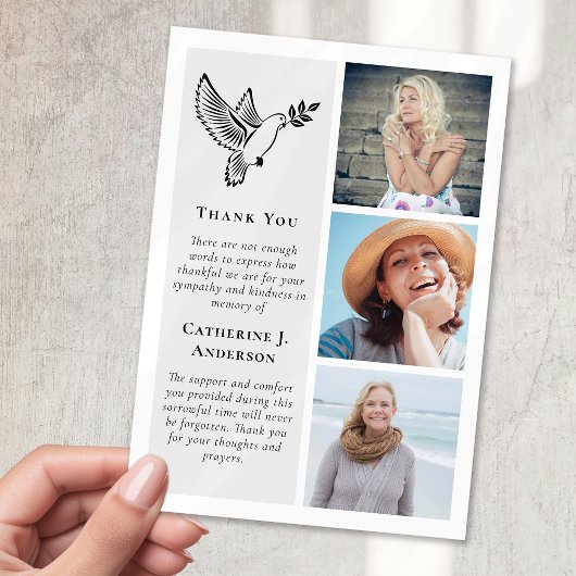 Dove Bird 3 Foto Beileid Beerdigung Dankeskarte