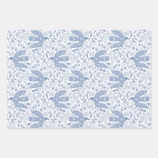 Dove Bird Blue Geschenkpapier Set (Vorderseite)