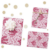 Dove Bird Rot und Weiß Festival Geschenkpapier Set