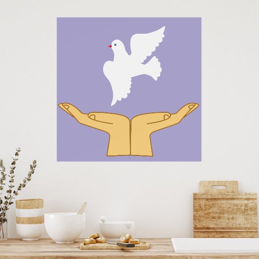 Dove Bird World Peace White Poster (Küche)