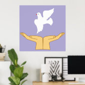 Dove Bird World Peace White Poster (Heimbüro)